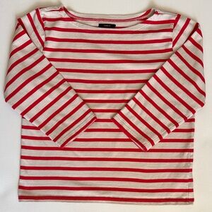 J.Crew Red and White Striped 3/4 Sleeve Breton Tee women’s M